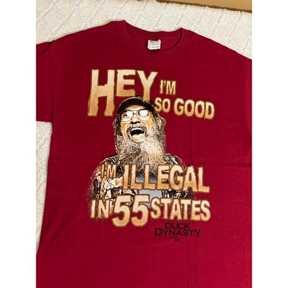 Duck Dynasty 2013 Si Robertson I’m Illegal In 55 States Red Shirt Men’s Size M - Picture 4 of 11